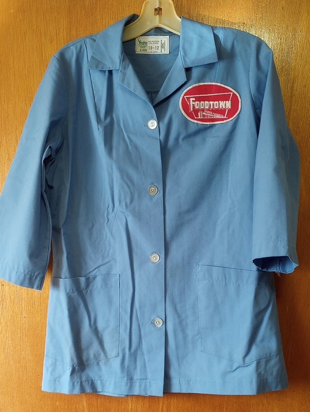 RARE Vintage Retro Blue Foodtown Uniform Jacket w/ Collar & Pockets, Size 10/12